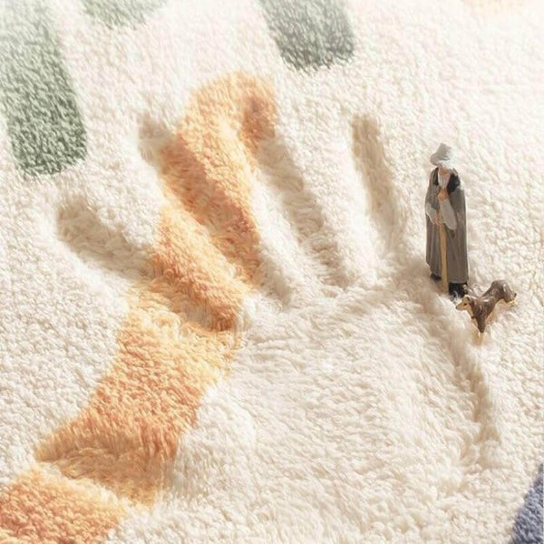 White Round Messy Letters Pattern Faux Cashmere Shaggy Area Rugs For L ...