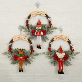 Christmas Doll Rattan Wreath Door/Wall Decor