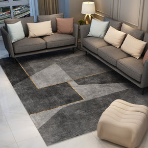 Modern Geometric Grey Simple Rugs for Living Room Dining Room Bedroom Hall