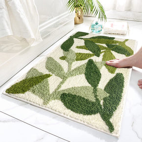 Extra Soft Flocking Bath Mats Absorbent Non-Slip Bathroom Rugs  Leaves
