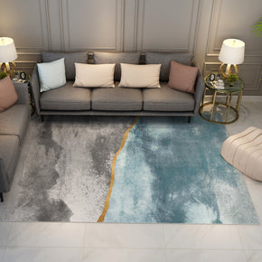 Grey Blue Modern Geometric Simple Rugs for Living Room Dining Room Bedroom Hall