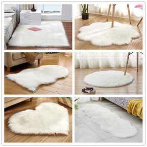 White Various Shapes Super Soft Faux Sheepskin Fur Area Rugs Shaggy Plush For Bedside the Bedroom Living Room Hall