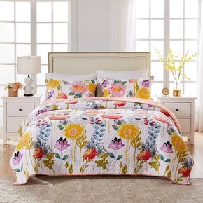 Reversible Cozy Floral Cotton Quilt Set