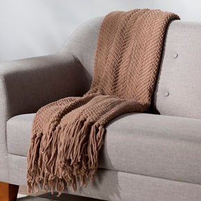 Brown Casual Sofa Tweed Throw