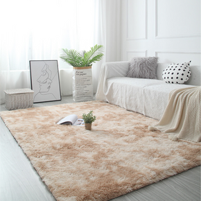 Gradient Beige Colour Modern Plain Carpet Bedroom Living Room Sofa Rugs Soft Plush Shaggy Rugs