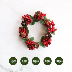 Christmas Candle Ring with Pinecones Creative ornaments DIY Decorative Artificial Wreath