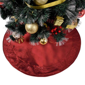 Faux Silk Satin Center, Sparkle Glitter Sequin Border Christmas Tree Skirt, Christmas Tree Decoration