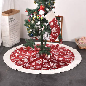 Red Christmas Tree Skirt ,Soft Plush Tree Skirts Snow Tree Skirt for Winter Theme Decorations