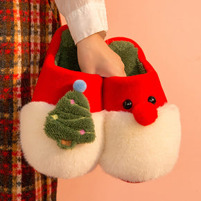 Cartoon Christmas Cute Plush Indoor Warm Non-slip Couple Slippers