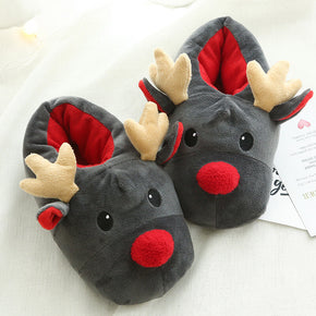 Winter Warm Slippers Christmas Reindeer Slippers for Indoor Bedroom