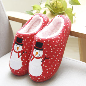 Winter Christmas Snowman Couple Slippers