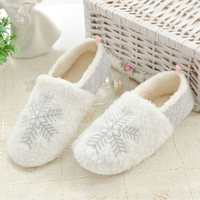 Winter Warm Christmas Snowflake Fuzzy Slippers Outdoor Indoor Slippers