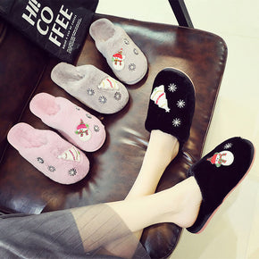 Plush Cute Ladies Christmas Slippers for New Year Holiday Gifts