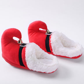 Winter Warm Slippers - Cartoon Christmas Plush Slides Unisex Non-slip Warm Slippers Women Men Flat Warm Home Slipper