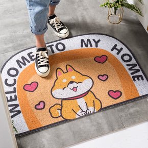 Cute Dog Pets Welcome to My Home Durable Non-slip Mats Cartoon Doormat