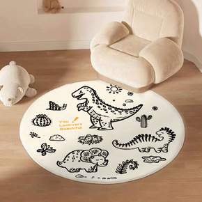 Cute Dinosaur Round Carpet For Living Room Bedroom Bedside Carpet Children's Room Cartoon Floor Mats