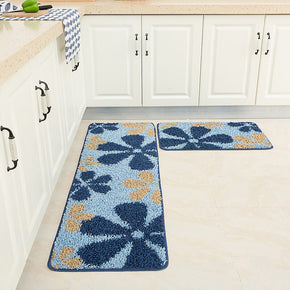 Blue Floral Easy to Clean Pattern Kitchen Mat Water-absorbing and Oil-absorbing Soft Anti-slip Mat