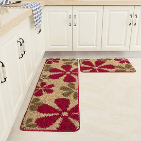 Brown Floral Easy to Clean Pattern Kitchen Mat Water-absorbing and Oil-absorbing Soft Anti-slip Mat