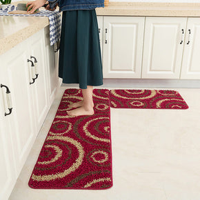 Easy to Clean Red Pattern Kitchen Mat Water-absorbing and Oil-absorbing Soft Anti-slip Mat