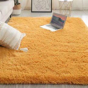 Ginger-Yellow Color Modern Plain Rug Bedroom Living Room Sofa Rug Soft Plush Shaggy Rugs