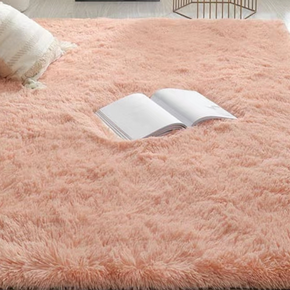 Orange-pink Color Modern Plain Rug Bedroom Living Room Sofa Rug Soft Plush Shaggy Rugs