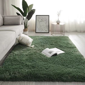 Dark-Green Color Modern Plain Rug Bedroom Living Room Sofa Rug Soft Plush Shaggy Rugs