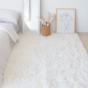 Pure White Color Modern Plain Rug Bedroom Living Room Sofa Rug Soft Plush Shaggy Rugs