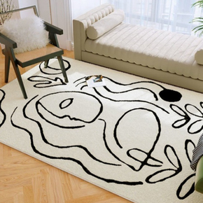 Black and white line Picasso faux cashmere carpet Living room home carpet Bedroom plush bedside carpet