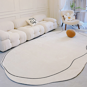 Black and white line irregular faux cashmere carpet Living room home carpet Bedroom plush bedside carpet