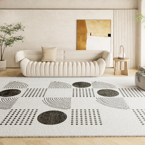 Black and white line faux cashmere carpet Living room home carpet Bedroom plush bedside carpet