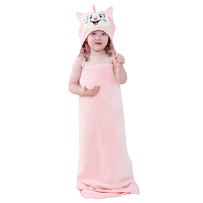 Cute and Cosy Pink Fox Print Hooded Bathrobe Baby Towels