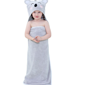 Cute and Cosy Grey Koala Print Hooded Bathrobe Baby Towels