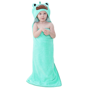 Cute and Cosy Green Frog Print Hooded Bathrobe Baby Towels
