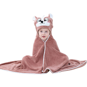Cute and Cosy Brown Squirrel Print Hooded Bathrobe Baby Towels