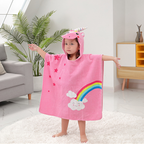 Comfortable Skin-friendly Cosy Pink Unicorn Bathrobe Beach Baby Children Towels 06