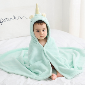 Comfortable Skin-friendly Cosy Light Green Unicorn Bathrobe Beach Baby Children Towels