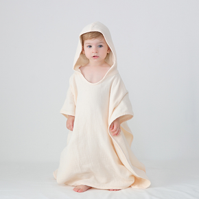 Pure Beige Yellow Color SimpleCotton Comfortable Skin-friendly Soft Hooded Bathrobe Baby Children Towels