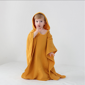 Pure Ginger Yellow Color SimpleCotton Comfortable Skin-friendly Soft Hooded Bathrobe Baby Children Towels