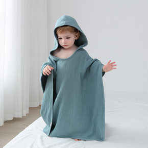 Pure Dark Blue Color SimpleCotton Comfortable Skin-friendly Soft Hooded Bathrobe Baby Children Towels