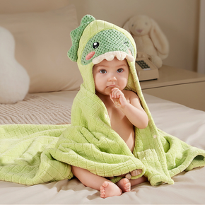 Comfortable Skin-friendly Cosy Green Dinosaur Bathrobe Beach Baby Children Towels