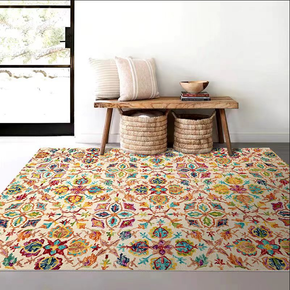 Vintage Pattern Faux Cashmere Rugs For Living Room Bedroom Bedside Rugs Anti-slip Foot Mats 01