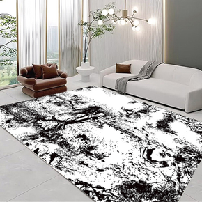 Classical Minimalist Black and White Inked Faux Cashmere Rug Living Room Bedroom Bedside Rug Sofa Coffee Table Rug Floor Mat 02