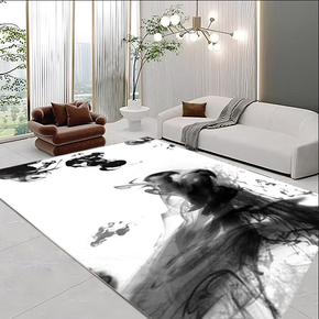 Classical Minimalist Black and White Inked Faux Cashmere Rug Living Room Bedroom Bedside Rug Sofa Coffee Table Rug Floor Mat 06