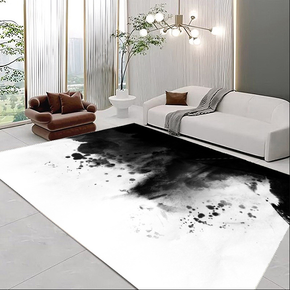Classical Minimalist Black and White Inked Faux Cashmere Rug Living Room Bedroom Bedside Rug Sofa Coffee Table Rug Floor Mat 07