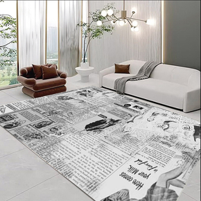 Classical Minimalist Black and White Inked Faux Cashmere Rug Living Room Bedroom Bedside Rug Sofa Coffee Table Rug Floor Mat 08
