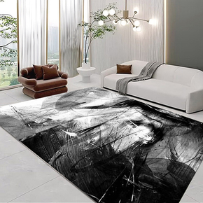 Classical Minimalist Black and White Inked Faux Cashmere Rug Living Room Bedroom Bedside Rug Sofa Coffee Table Rug Floor Mat 12