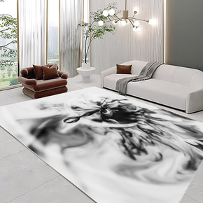 Classical Minimalist Black and White Inked Faux Cashmere Rug Living Room Bedroom Bedside Rug Sofa Coffee Table Rug Floor Mat 13