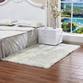 Grey Shaggy Faux Sheepskin Fur Area Rugs Shaggy Plush  Bedside Rugs For the Bedroom Living Room Hall