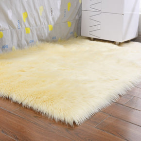Beige Modern Shaggy Area Rugs Faux Sheepskin Fur Plush Bedside Rugs For the Bedroom Living Room Hall