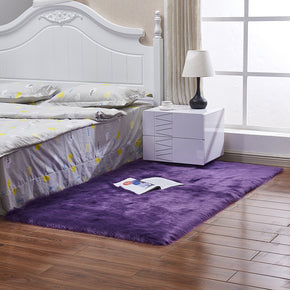 Purple Faux Sheepskin Fur Modern Shaggy Area Rugs Plush Bedside Rugs For the Bedroom Living Room Hall
